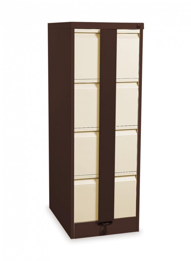 Silverline Kontrax 4 Drawer Security Filing Cabinet- Brown and Beige