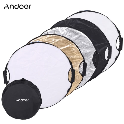 Andoer 110cm 5in1 Round Collapasible Multi-Disc Portable Circular Photo Photography Studio Video Light Reflector