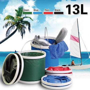 13L Collapsible Portable Water Buckets Camping Hiking Picnic Use Pails