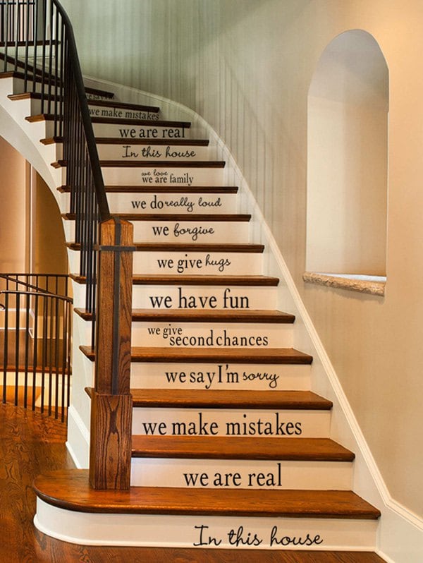Simple Style Letters Print Stair Stickers