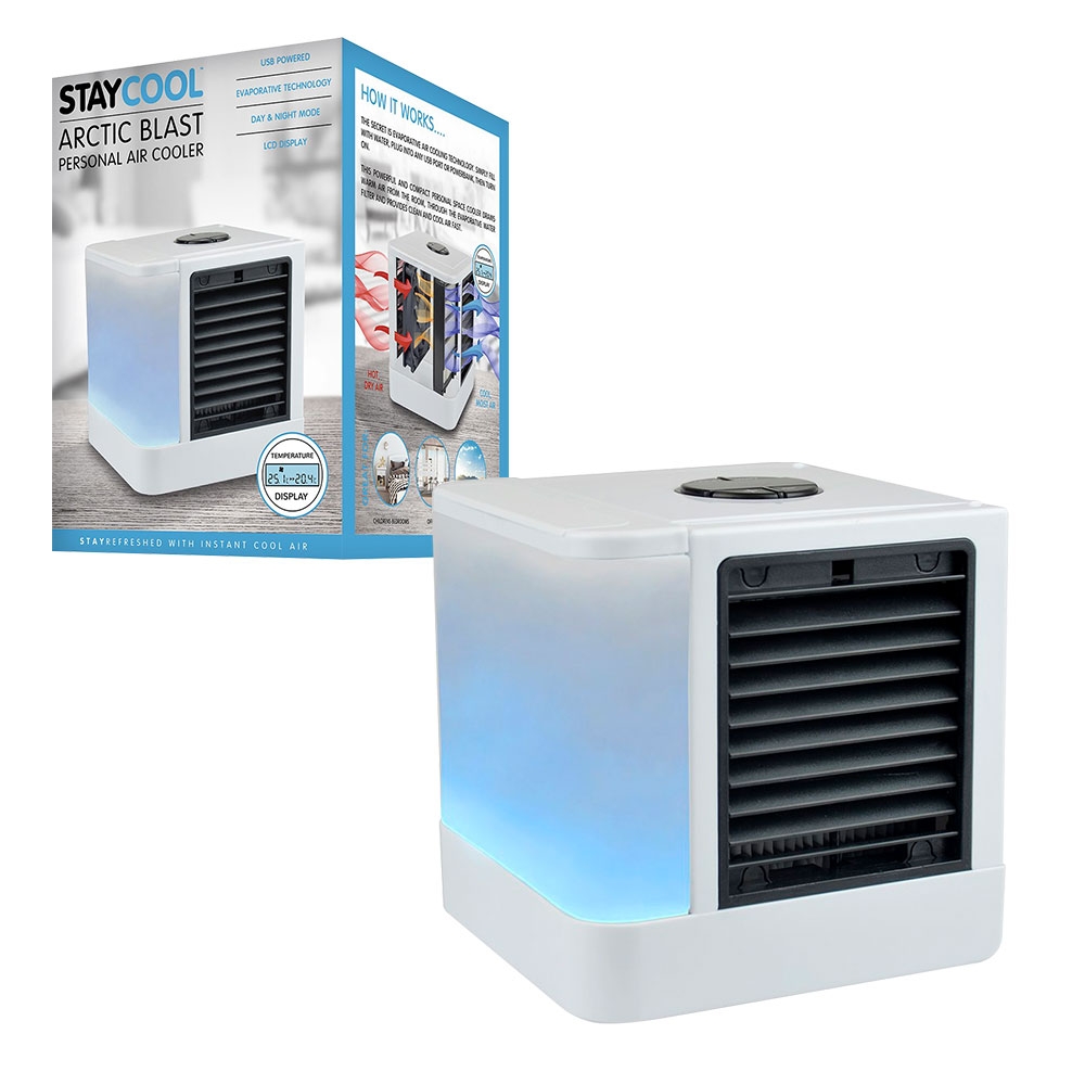 Lloytron USB STAYCOOL Arctic Blast Evaporative Air Cooler Fan 5 speed with LED Light