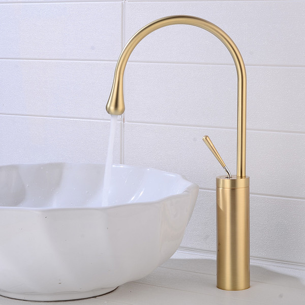 basin faucet single handle 360 rotation spout mixer tap for kitchen or bathroom basin water sink mixer gold brushed