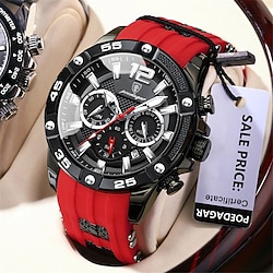 POEDAGAR Luxury Man Wristwatch Sports Chronograph Silicone Strap Men Watches Waterproof Luminous Date Men's Quartz Watch Lightinthebox