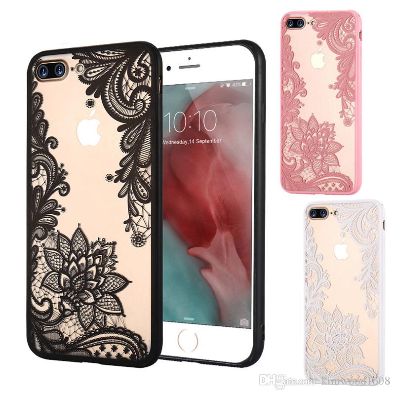 Luxury Lace Phone Cases Datura Paisley Mandala Flowers TPU Cover Case For iPhone 7 7 Plus 6 6s Plus 5 5s 3 Colors