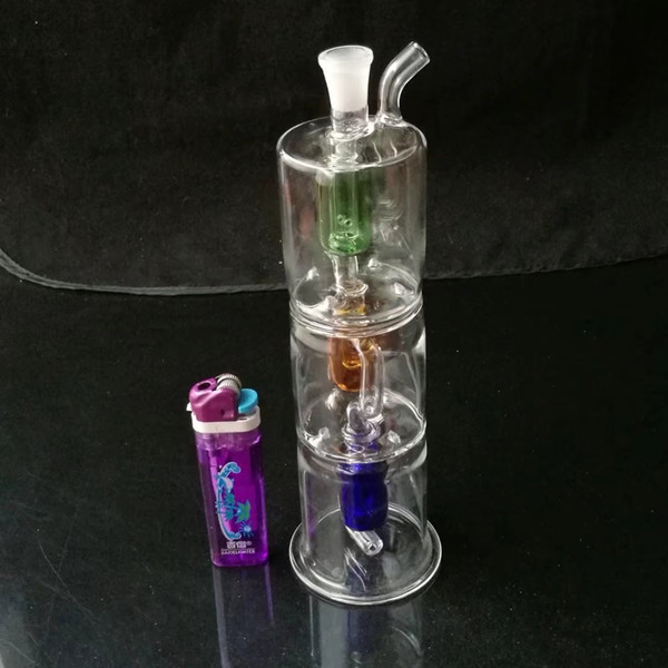 Three layer baffle filter water bottle Wholesale Glass bongs Oil Burner Glass Water Pipes Oil Rigs Smoking Rigs