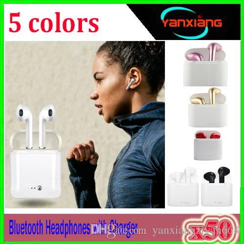 I7S TWS Twins Bluetooth Headphones with Charger Box Wireless Earbuds Headset for Iphone X 8 Android Samsung Sony Headphon 50pcs ZY-CD-I7