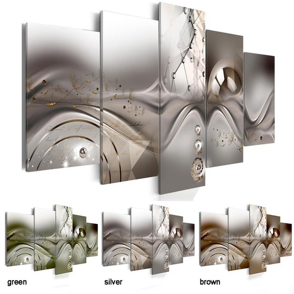 5PCS/Set Unframed Fashion Wall Art Canvas Painting Abstract Dandelion Modern Home Decoration