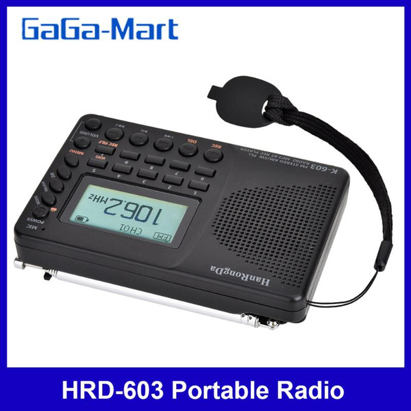 hrd-603 portable radio am/fm/sw/bf pocket radio usb mp3 digital recorder support tf card bluetooth