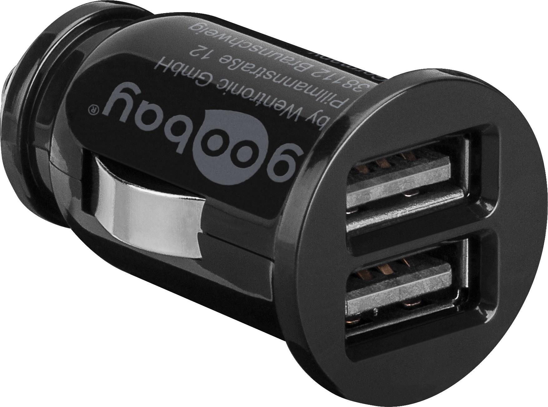 Goobay Dual USB-Autoladegerät 3,1A - extra kraftvolle Kompakt-Stromversorgung für Tablets (58912)