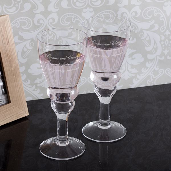 Personalised Hand Made Pair Of Dartington Wibble Wine Glasses