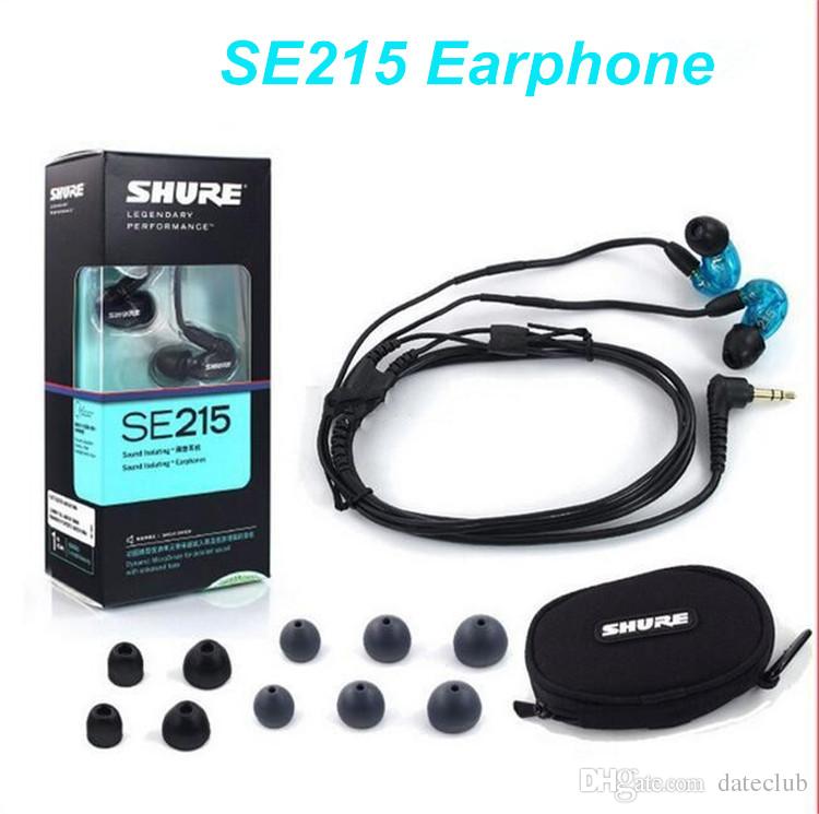 HIFI Earphones Shure SE215 3.5mm In Ear Noise Cancelling Experience Balance Armature earbud moving-coil earbuds with Retail Package