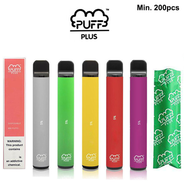 Instock Puff Bar Plus 800+ Puffs Disposable Vape Pen 26 Colors Pre-Filled 3.2mL Pod 550mAh Battery Stick Style Portable Ecig Device