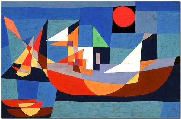 PAUL KLEE ABSTRACT ART Blue Boats At Rest Home Decor Handpainted &HD Print Oil Painting On Canvas Wall Art Canvas Pictures 191117
