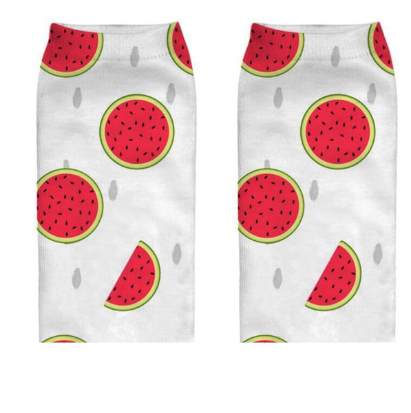 3d printing cartoom fruits foods socks cute women girl print lemon pineapple watermelon strawberry pattern yoga fitness short sock