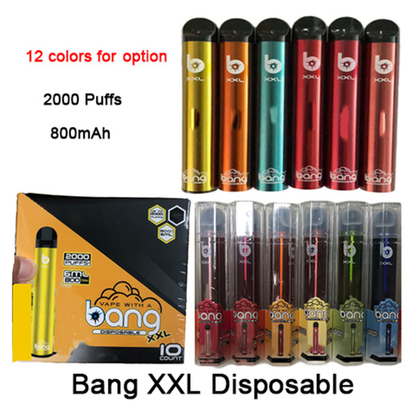 Bang XXL Disposable Vape Pen Electronic Cigarette 800mAh Battery 2000 Puffs E-cigarettes 6ml Pods Cartridge ecig Puff xxtra Vaporizer Vapor Kit Wholesale