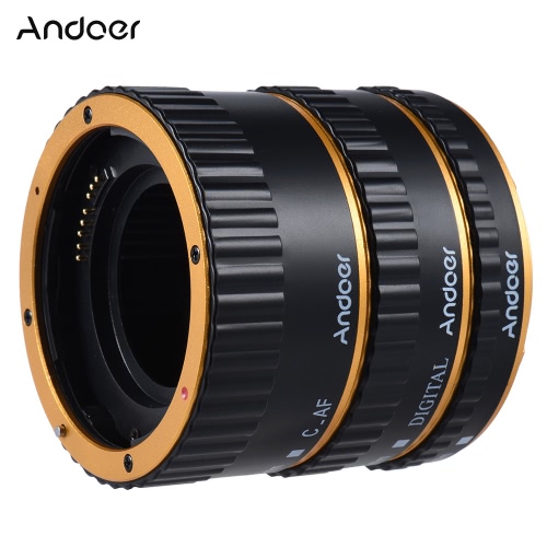 Andoer Colorful Metal TTL Auto Focus AF Macro Extension Tube Ring for Canon EOS EF EF-S 60D 7D 5D II 550D Golden