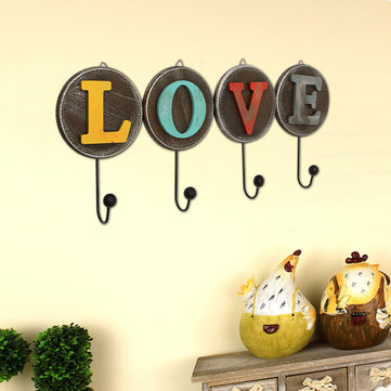 Vintage White LOVE Coats Hook Clothes Robe Key Holder Hat Hanger Wall Home Decoration