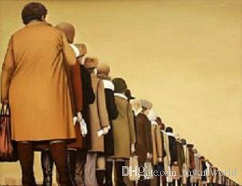 Amazing High Quality pure Hand Painted Alexei Sundukov's "Queue" Art oil Painting On Canvas,In Customized size Available