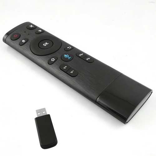 2.4G Télécommande Sans Fil avec USB Récepteur Entrée Voix pour Smart TV Android TV Box HTPC PC Projecteur Noir