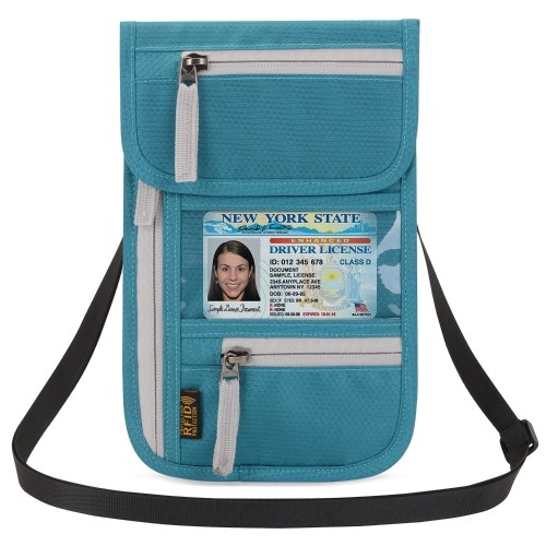 Organisateur de documents de titulaire de passeport de cachette de portefeuille de poche de cou de voyage d'aéroport