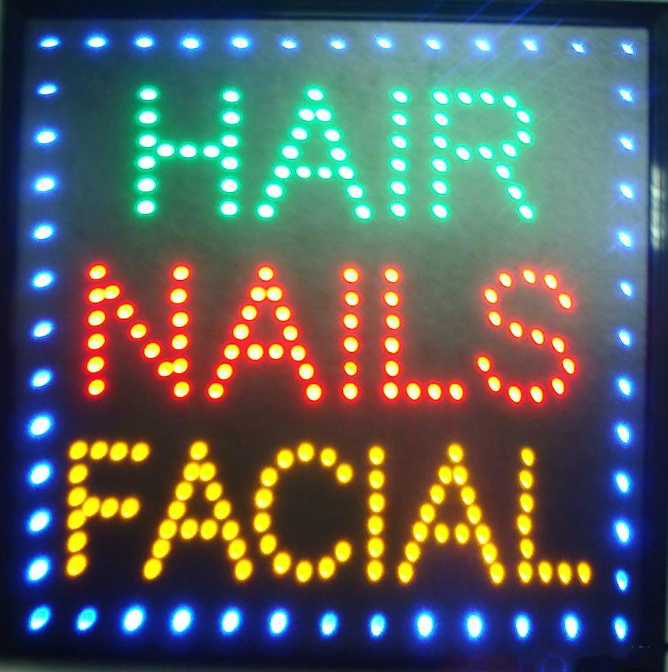 New arriving customized 19*19 inch led light sign Hair Nails Facial beauty salon care shop signs eye-catching slogans Wholesale
