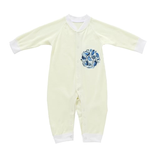 Baby Romper Unisex 100% Cotton Babysuit Baby Clothes Playsuit Long Sleeve Bird Print Spring Summer Autumn For Newborn Infant Baby Girl Boy Blue 6-9M