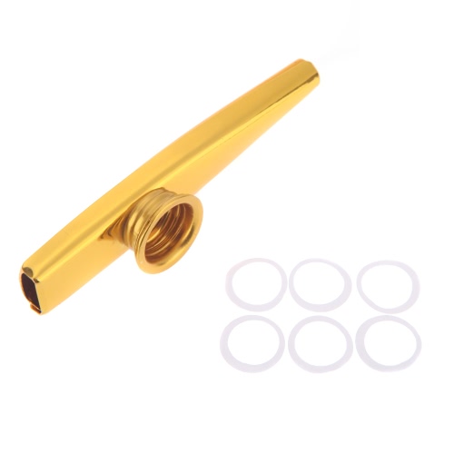 Métal Alliage d'or Kazoo Aluminium avec 5pcs Flûte Membrane Cadeau  pour les Enfants Music Lovers