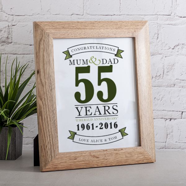 Personalised Emerald Anniversary Framed Print