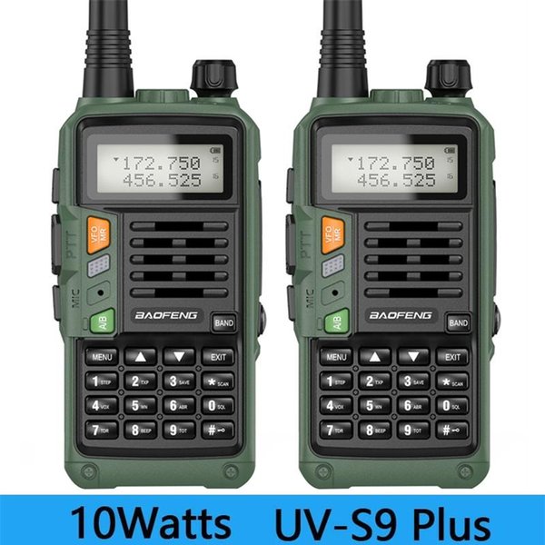 Walkie Talkie 2PCS BaoFeng UV-S9 Plus 10W Dual Band Two-Way Radio (136-174MHz VHF & 400-520MHz UHF) Support USB Charging
