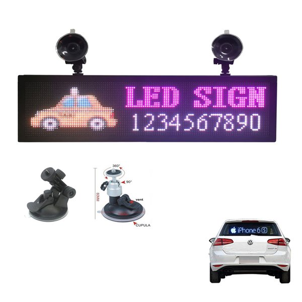 Led Sign car Programmable Full Color Scrolling Display Screen 21x6 inch Support Text Image Advertising Board 12V -36V Indoor Rear Window Message Board
