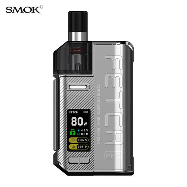 Authentic Smoktech Fetch Pro Ultra Portable Pod System AIO VW Starter Kit 80W 4.3ml FDA Edition- Silvery SS Stainless Steel