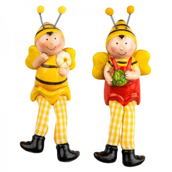 Bienen mit Schlenkerbeinen, 19cm/18,7cm hoch, Kantenhocker, 2 Stück