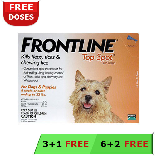 Frontline Top Spot Small Dogs 0-22 Lbs (Orange) 3 + 1 Free Pipette
