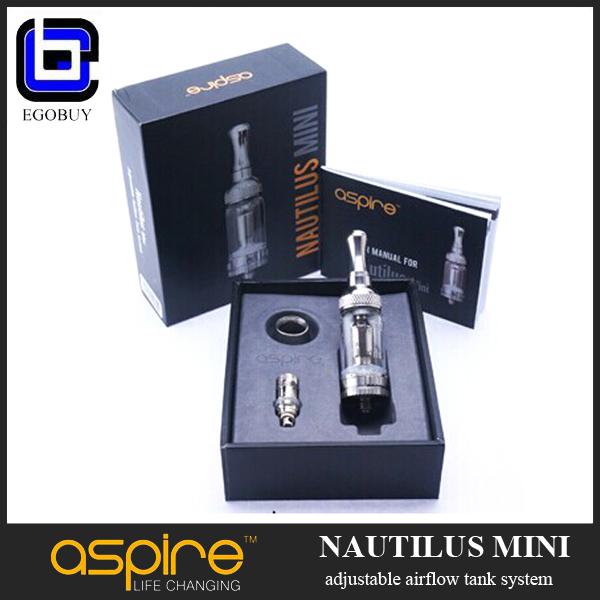 100% Origin E cigarette aspire glass pyrex Mini Nautilus 2.0ml and Nautilus 5.0ml atomizer adjustable airflow control rebuildable coil vapor