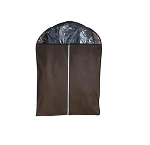 Non-woven Fabric Storage Garment Cover Protector Bag with Translucent Top for Suit Dress Clothes Dustproof Medium Size Coffee