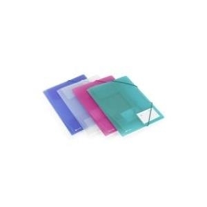 REXEL Eckspannermappe ICE, DIN A4, PP, farbig sortiert mit Gummizugverschluss, mit Visitenkartentasche auf der - 4 Stück (2102050)