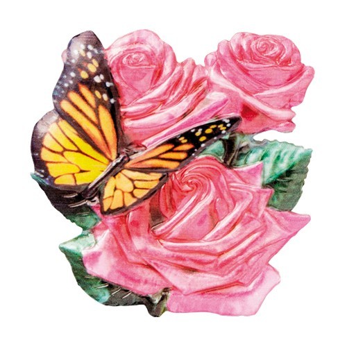 Wachsornament Blumen & Schmetterlinge 3, farbig, geprägt, 7cm
