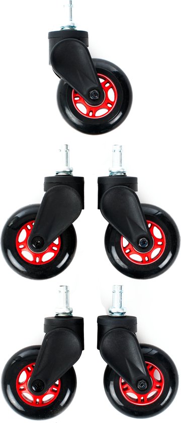 Blade Wheels, rot, 5er Set, geeignet für alle Gaming-Stühle von DXRacer (SP-0705-NR)