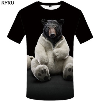 KYKU Bear Tshirt Men Animal T Shirt Punk Rock Funny T Shirts Hip Hop Tee 3d T-shirt Black Cool Mens Clothing Summer 2018 New
