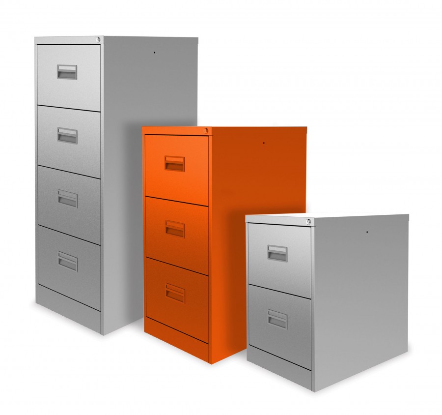 A4 Lockable Filing Cabinet- 3 Drawers- Sienna Orange