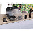 Robinet de baignoire - Moderne Bronze huilé Baignoire et douche Soupape céramique Bath Shower Mixer Taps / Laiton / Deux poignées cinq trous