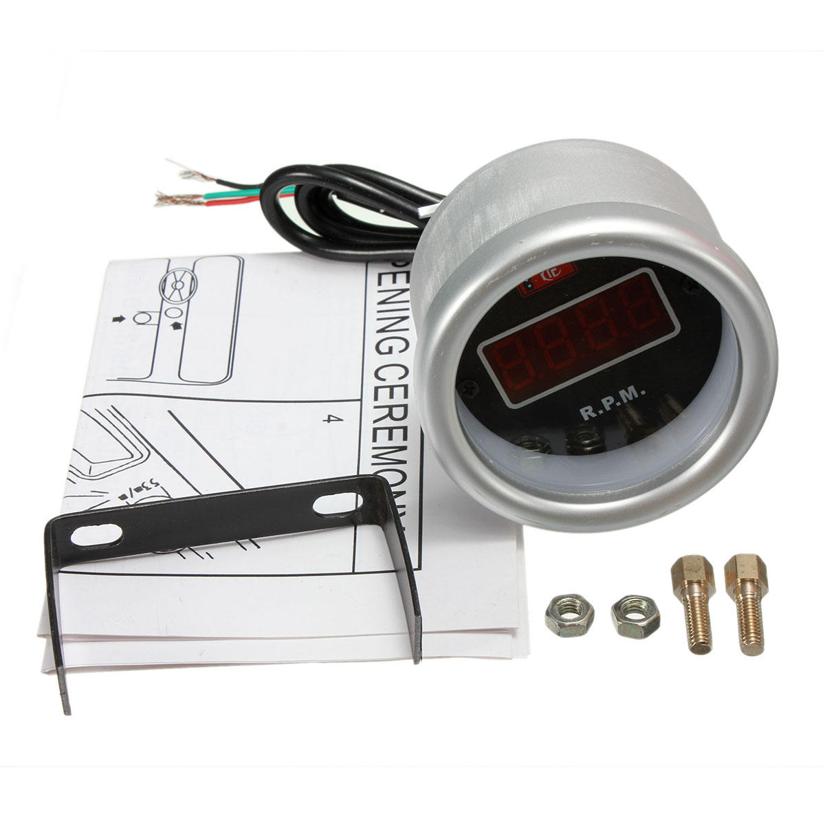 12V 52mm Red Digital Rev Counter Tachometer RPM Gauge Display With Fitting Kit