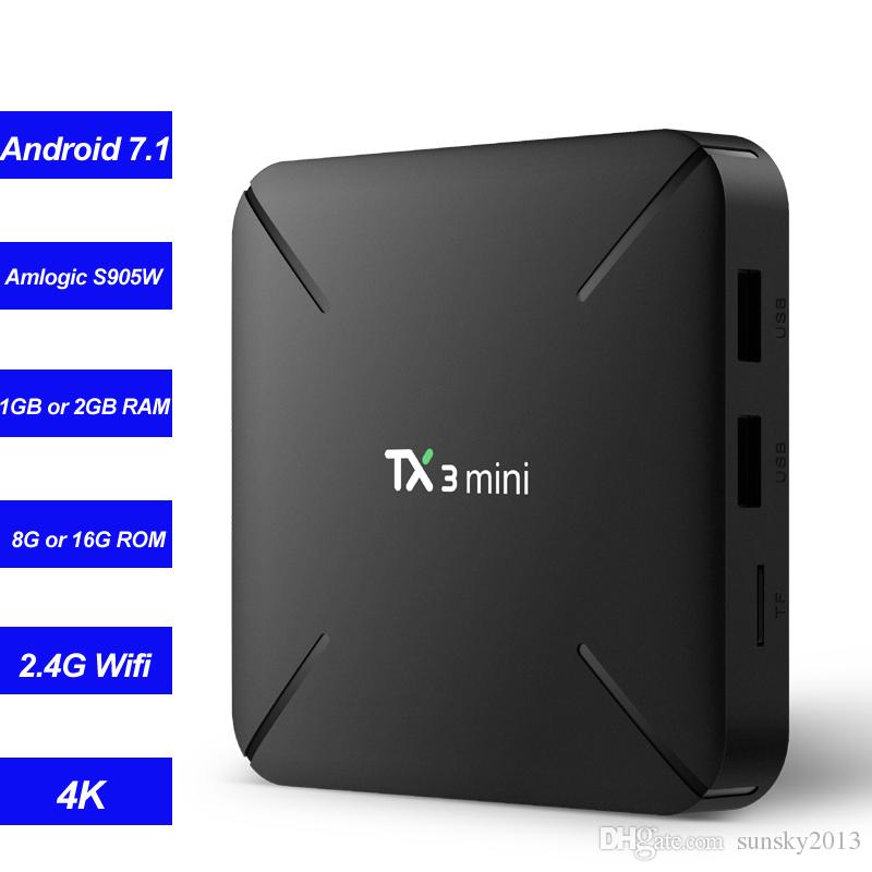 TX3 Mini Smart TV Box Android 7.1 Streaming Media Player Amlogic S905W Quad Core 2GB 16GB 1G/8G Wifi Mini PC 4K Miracast DLNA NTSC