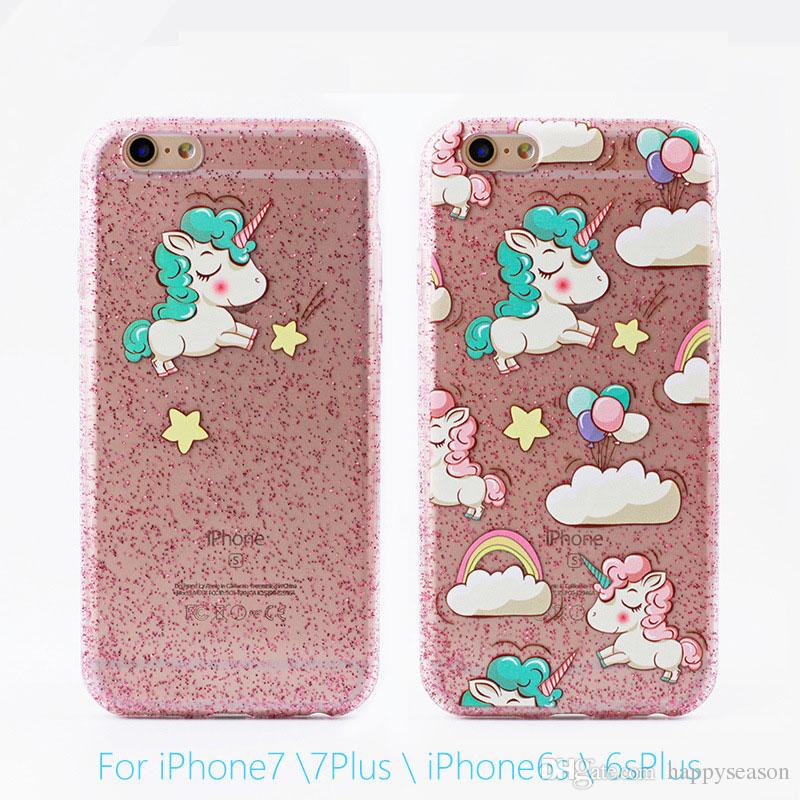 Glitter Bling Soft TPU Unicorn Case for iPhone 10 X/8/7/6s/6/5s/5e Back Cover