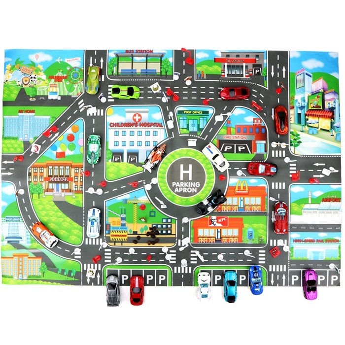 City Parking Lot Roadmap Map DIY Car Model Toy Climbing Mat English Version
