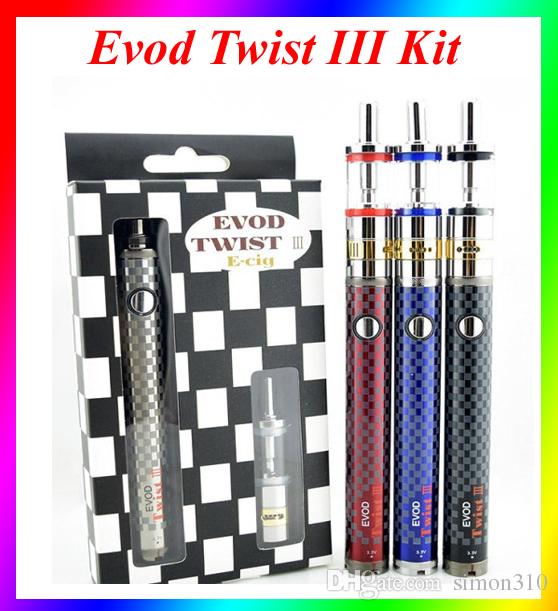 Hot Evod Twist III E Cig Kit 1600mah EVOD Twist VV Battery with M16 Vaporizer Atomizer VS vision spinner III Electronic Cigarettes