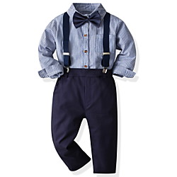 Kids Boys' Clothing Set 3 Pieces Long Sleeve Blue Stripe Print Party Indoor Formal Gentle Regular 2-6 Years Lightinthebox