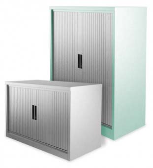 Silverline Peppermint Green Tambour Door Storage Cupboard 1651mm High