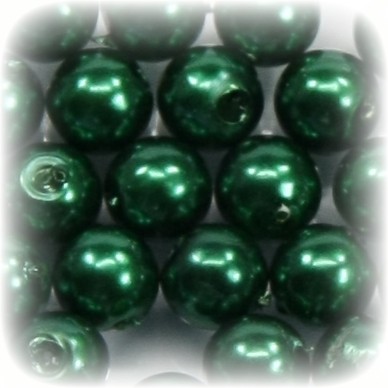 Perlen, rund, Ø6 mm, dunkelgrün, 50 Stück
