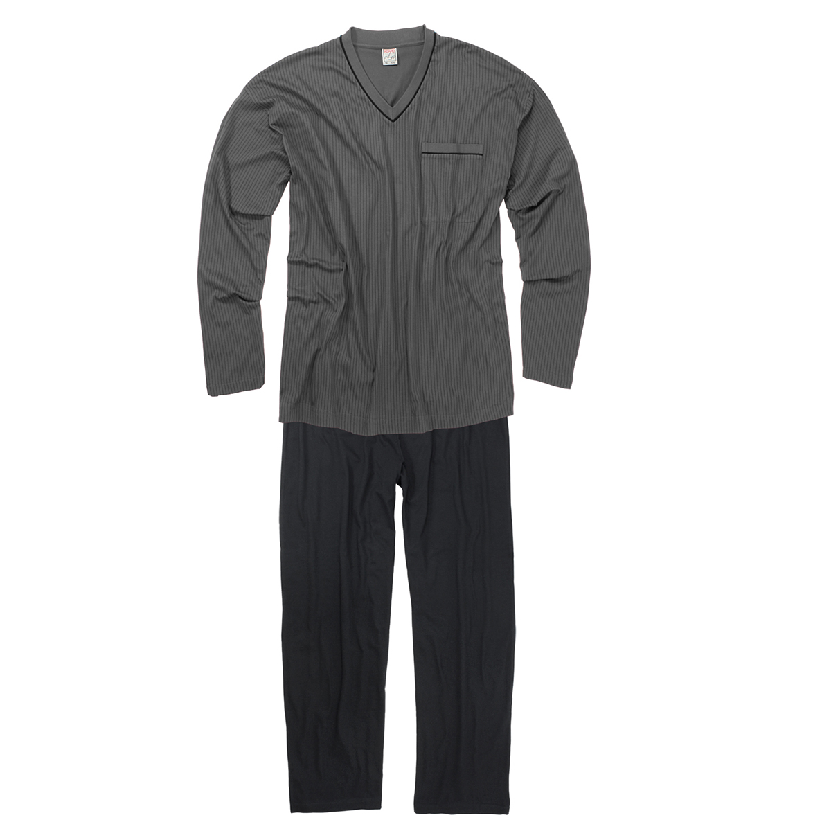 Adamo Pyjama dunkelgrau-schwarz gestreift Übergröße
